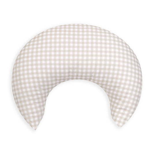 Stone Gingham Crescent Nursing Cushion