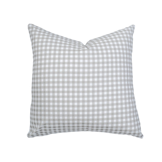 Ash brown gingham scatter cushion by Ava & Bear, designed to enhance nursery decor with its cozy charm, crafted from 100% cotton twill for comfort and durability, featuring eco-friendly digital printing for vibrant, sustainable style.