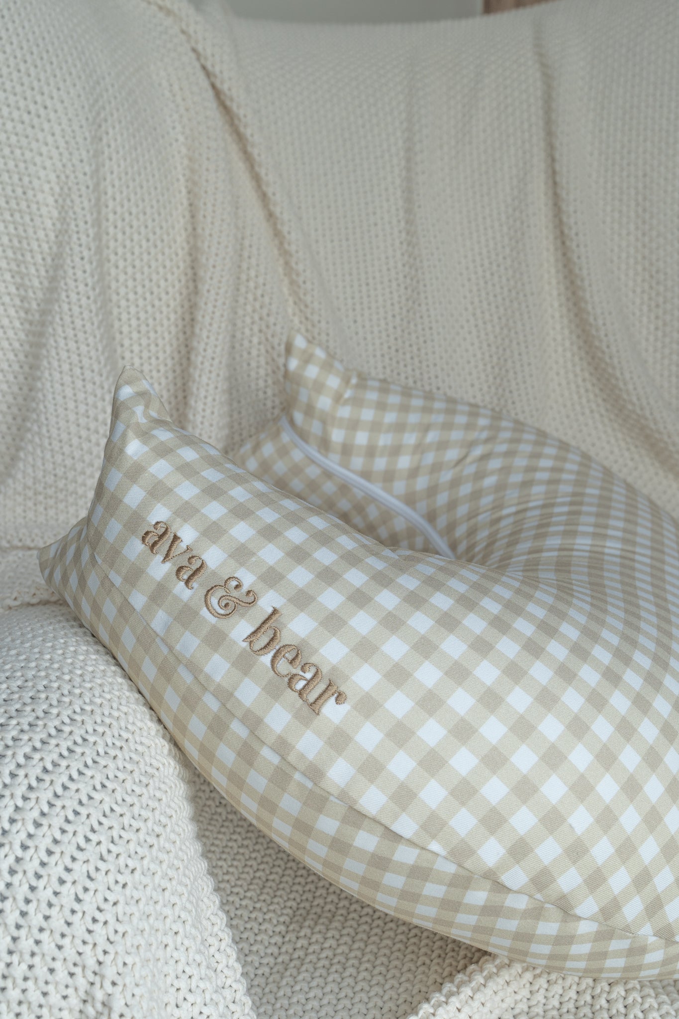 Butter Gingham Crescent Nursing Cushion