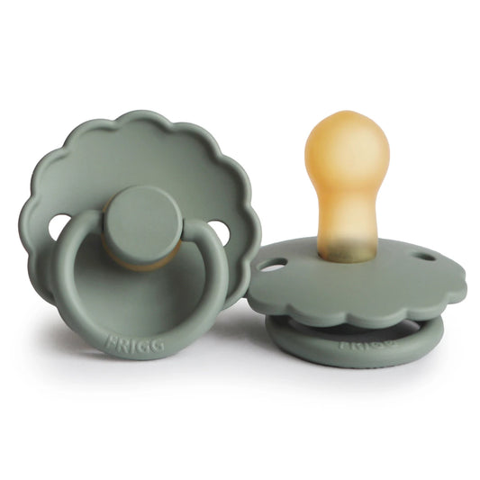 Elegant FRIGG Daisy pacifier by Ava & Bear, inspired by Denmark's serene daisy flower, offering both natural beauty and soothing comfort for your baby.