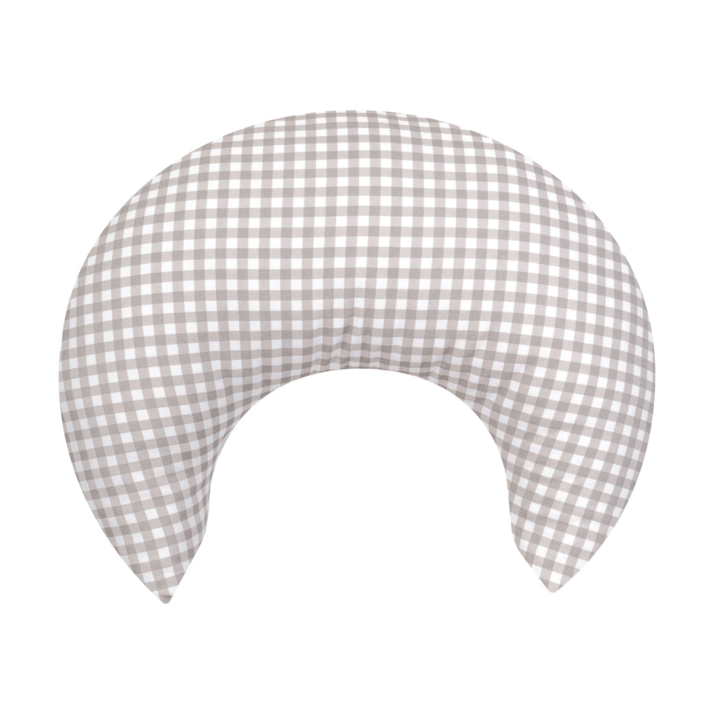 Ash Brown Gingham Crescent Nursing Cushion