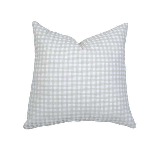 Stone Gingham Scatter Cushion by Ava & Bear, a 50x50 nursery essential, crafted from 100% cotton twill for ultimate comfort and eco-friendly charm, enhancing your child's cozy space with sustainable elegance.