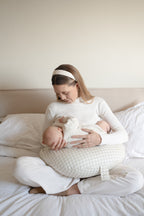 Stone Gingham Crescent Nursing Cushion