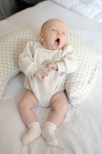 Stone Gingham Crescent Nursing Cushion