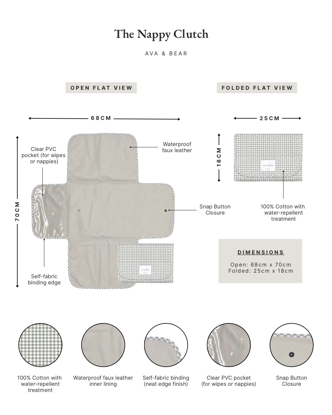 Nappy Clutch - Sage Micro Gingham