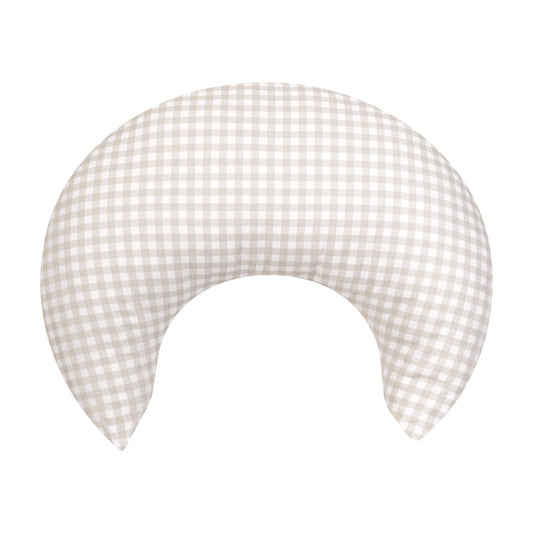 Stone Gingham Crescent Nursing Cushion